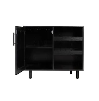 Aloise Bar And Sideboard With Storage Cabinet, Hanging Stemware Holders Bottle