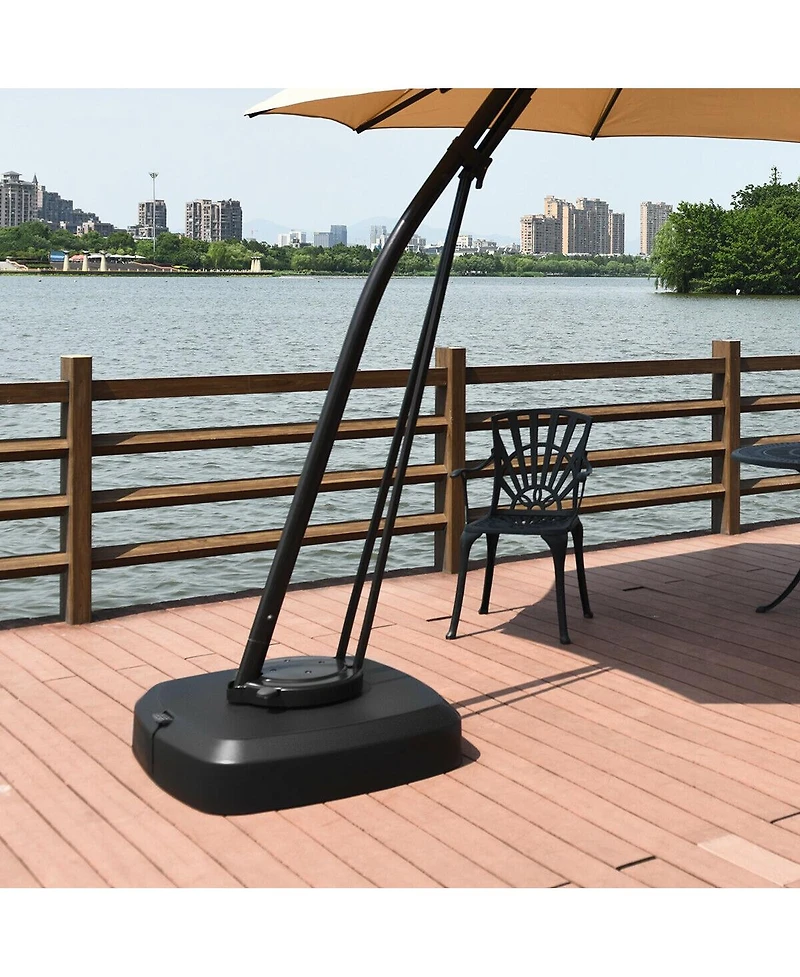 Vebreda Patio Cantilever Offset Umbrella Base with Wheels for Garden Poolside Deck