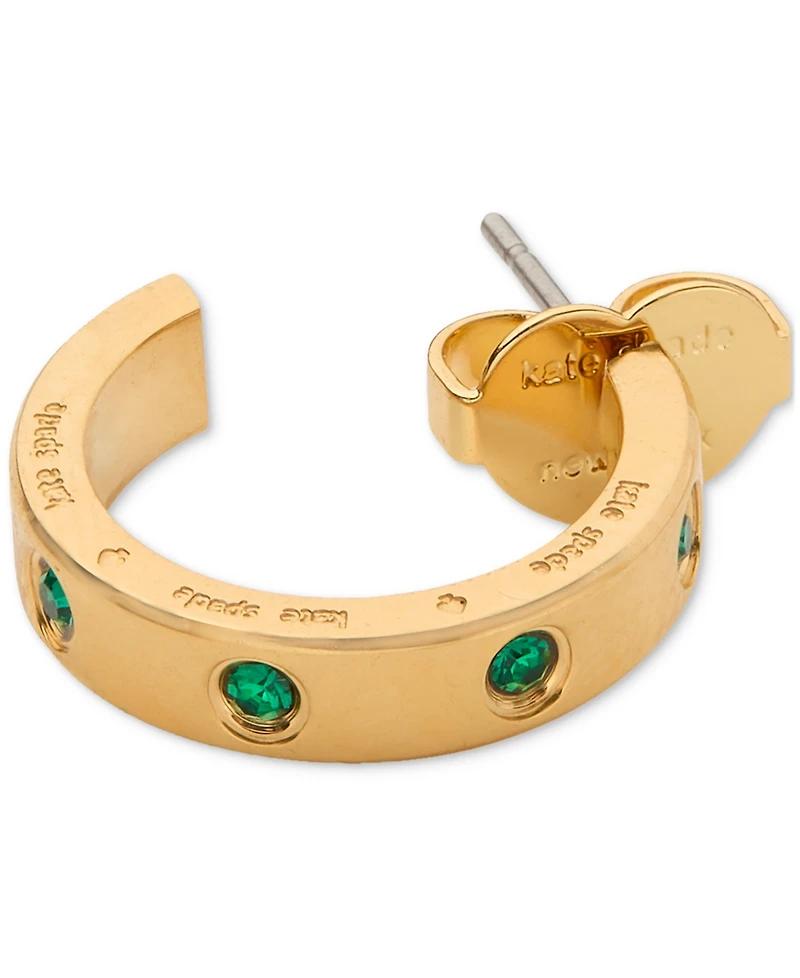 Kate Spade New York Gold-Tone Stainless Steel Small Color Pave Huggie Hoop Earrings, 0.68"