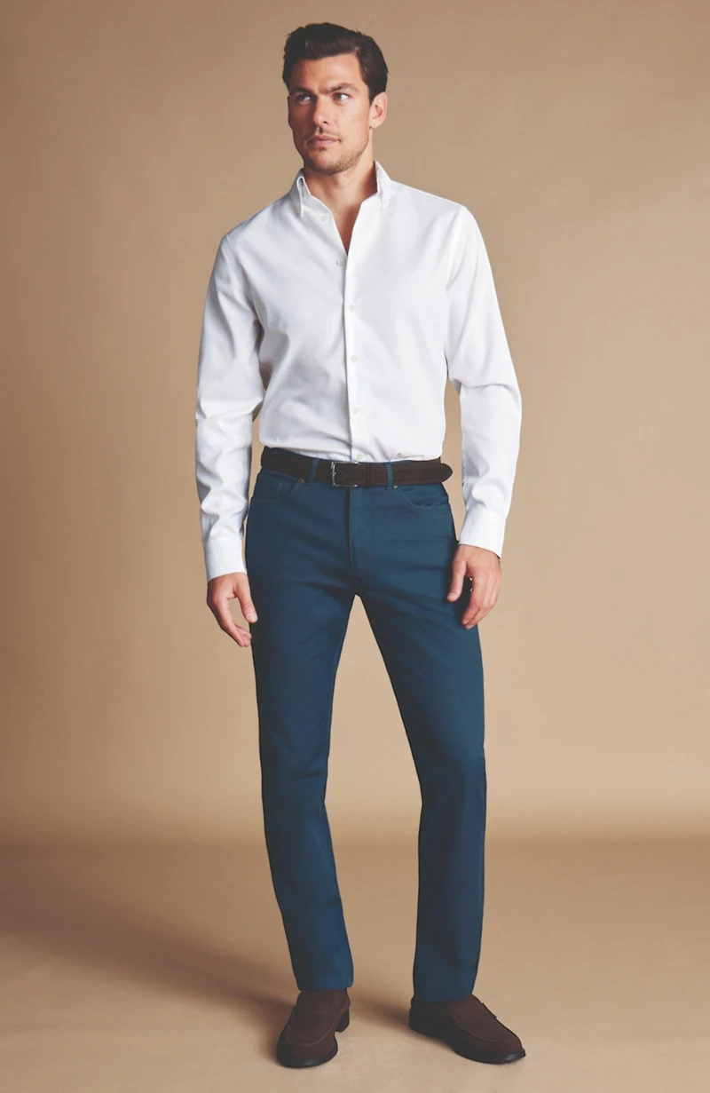 Charles Tyrwhitt Men's Twill Slim Fit 5 Pocket Jeans