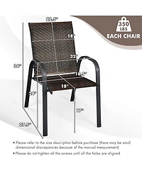 Skonyon Set of 6 Outdoor Pe Wicker Stackable Chairs with Sturdy Steel Frame