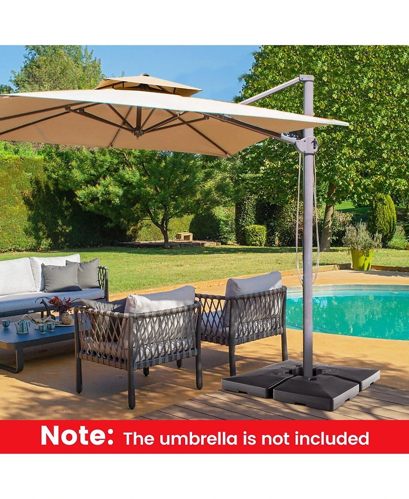 Givimo 4-Piece 20L Cantilever Offset Patio Umbrella Base