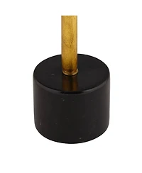 Possini Euro Design Athena Modern Buffet Table Lamp 35 1/2" Tall Sculptural Gold Leaf Black Drum Shade Bedroom Living Room Bedside Nightstand Off