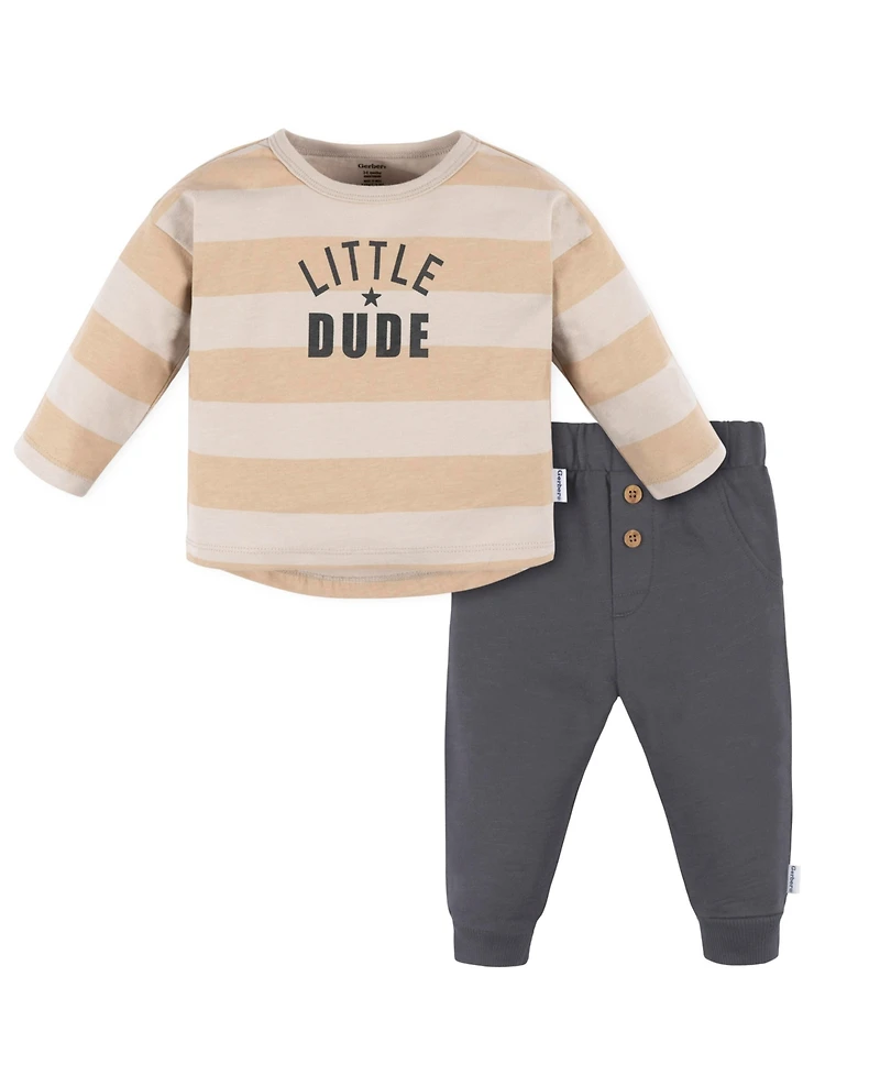 Gerber Baby Boys s Long Sleeve Top and Jogger Set, 2 Piece