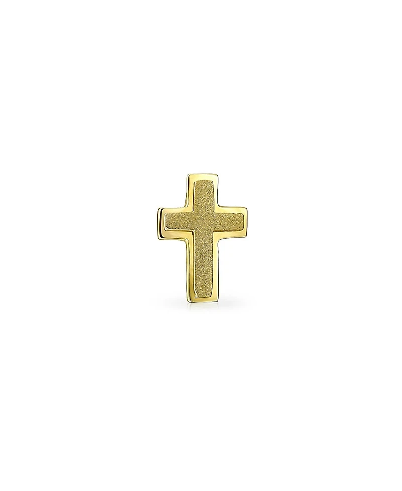 Bling Jewelry Tiny Minimalist Religious Christian14K Gold Cross Helix Cartilage Ear Lobe Piercing Daith 1 Piece Stud Earring Screw back