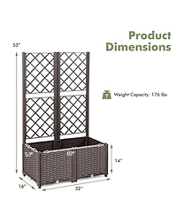Givimo Pe Rattan Raised Garden Bed with Trellis Planter Box for Climbing Plants