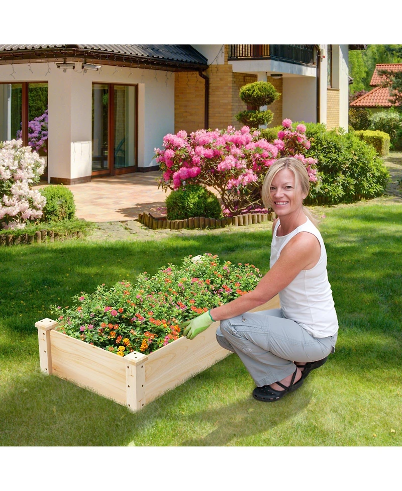 Skonyon Raised Garden Bed Fir Wood Wooden Square Wood Planter Box for Garden
