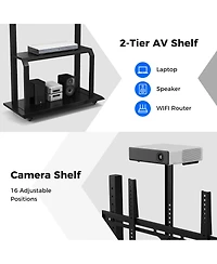 Sugift Mobile Tv Stand with Camera Shelf and Av Shelves for 32-80 Inch Flat/Curved TVs