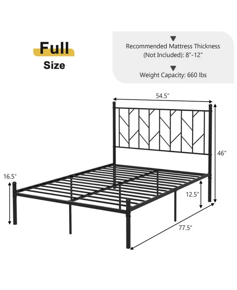 Sugift Queen Size Platform Bed Frame with Sturdy Metal Slat Support