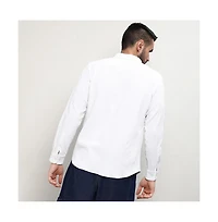 Men's Chalk White Embossed Micro Check Shirt