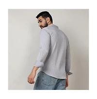 Men's Moon Grey Self-Design Striped Shirt
