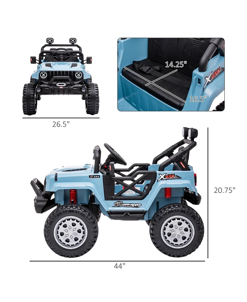 Aosom Battery-Operated Ride on Toy W/ Music, Outdoor Toy for Toddlers & Kids, Blue