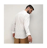 Campus Sutra Men's Chalk White Foil-Pleated Shirt