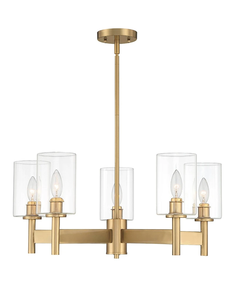 Possini Euro Design Lantico Gold Pendant Chandelier 24 1/2" Wide Modern Clear Glass 5-Light Fixture for Dining Room House Foyer Kitchen Island Be