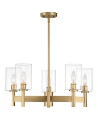 Possini Euro Design Lantico Gold Pendant Chandelier 24 1/2" Wide Modern Clear Glass 5-Light Fixture for Dining Room House Foyer Kitchen Island Be