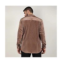 Men's Mocha Brown Pleat-Creased Shirt