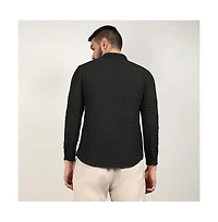 Men's Midnight Black Embossed Graph Check Shirt