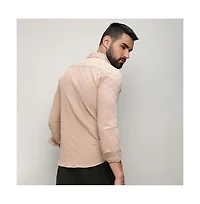 Men's Beige Self-Design Intertwine Shirt