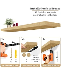 2 Pack (35"x9") Sorbus Long Floating Wall Shelves for Bedroom, Decor, Kitchen, Living Room - for Trophies, Frames, Bookshelf