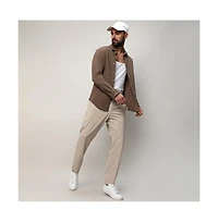 Men's Tan Brown Stripe-Creased Shirt