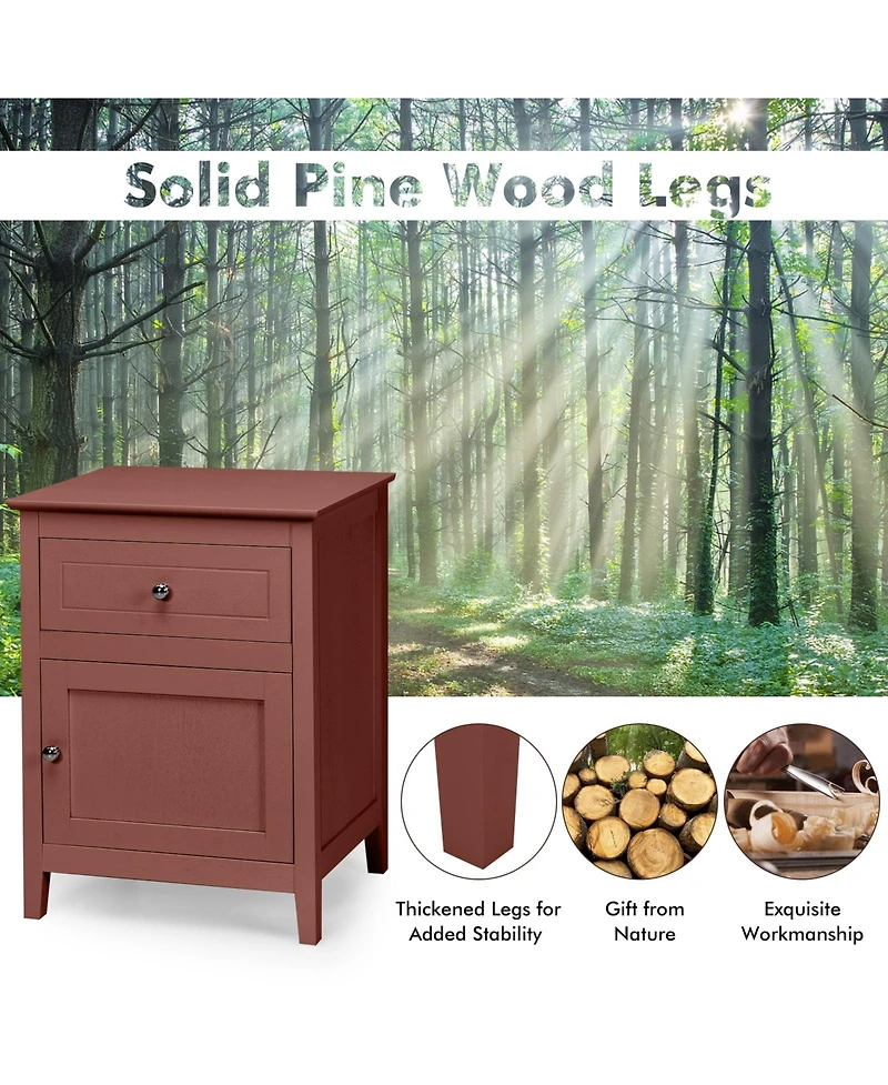 Sugift 2-Tier Accent Table with Spacious Tabletop