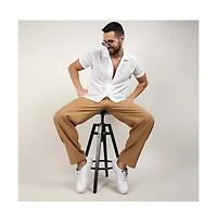 Men's Chalk White Floral Embroidered Shirt