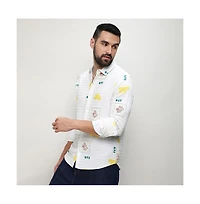 Campus Sutra Men's Chalk White Butterfly Pine Shirt