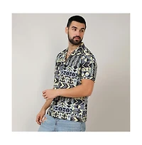 Men's Sky Blue & Lemon Yellow Bohemian Shirt