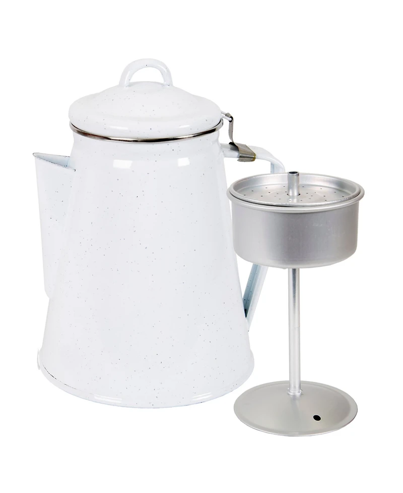 Stansport Enamel Percolator Coffee Pot 8 Cup - White