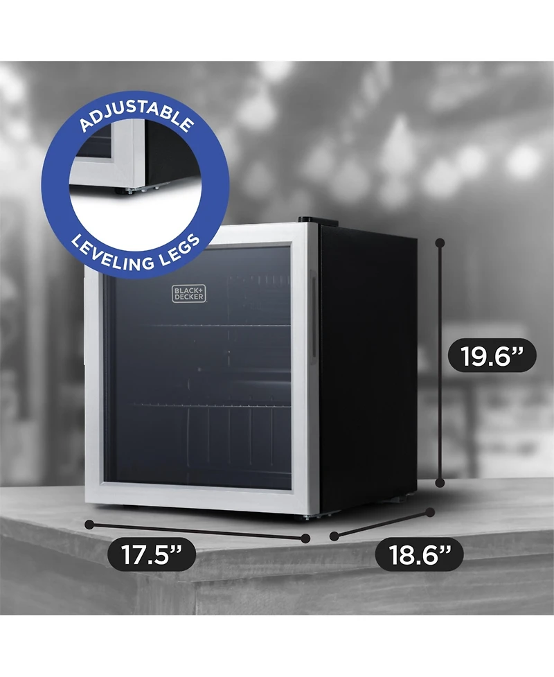 Black & Decker 1.7 Cu. Ft. Beverage Cooler with Double Pane Glass Door Drink Fridge with 63-Can Capacity