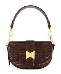 Crocodile Embossed Leather Gold Hardware Saddle Bag