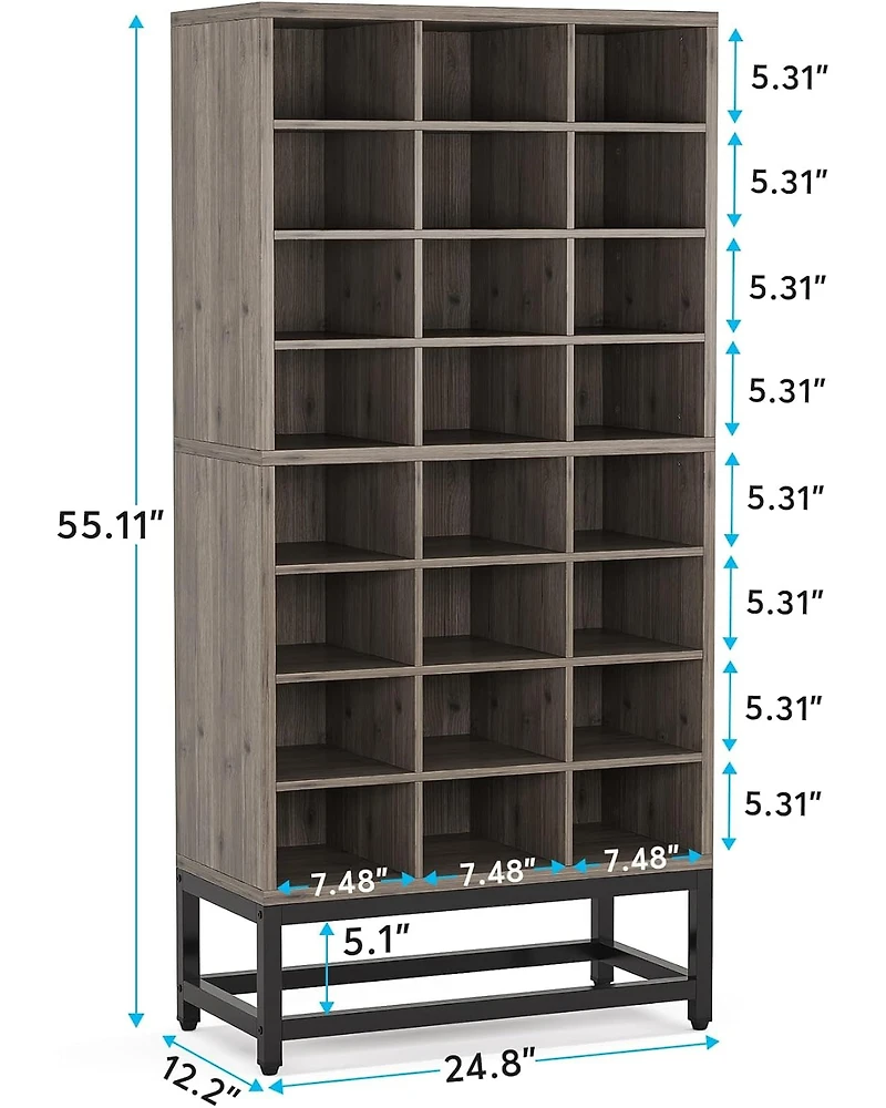 Tribesigns 8-Tier Shoe Storage Cabinet, Freestanding Wooden Shoe Rack with 24 Cubbies, Tall Shoe Organizer Rack with Adjustable Partition for Entryway