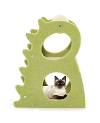 2-Tier Modern Cat Tree for Indoor Cats with Rotatable Sisal Scratching Ball