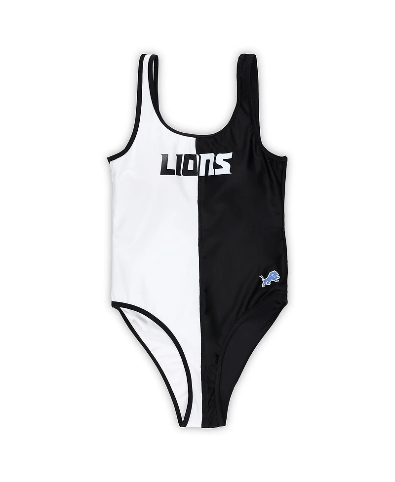 G-iii 4Her by Carl Banks Women's Black/White Detroit Lions Last Stand One-Piece Swimsuit