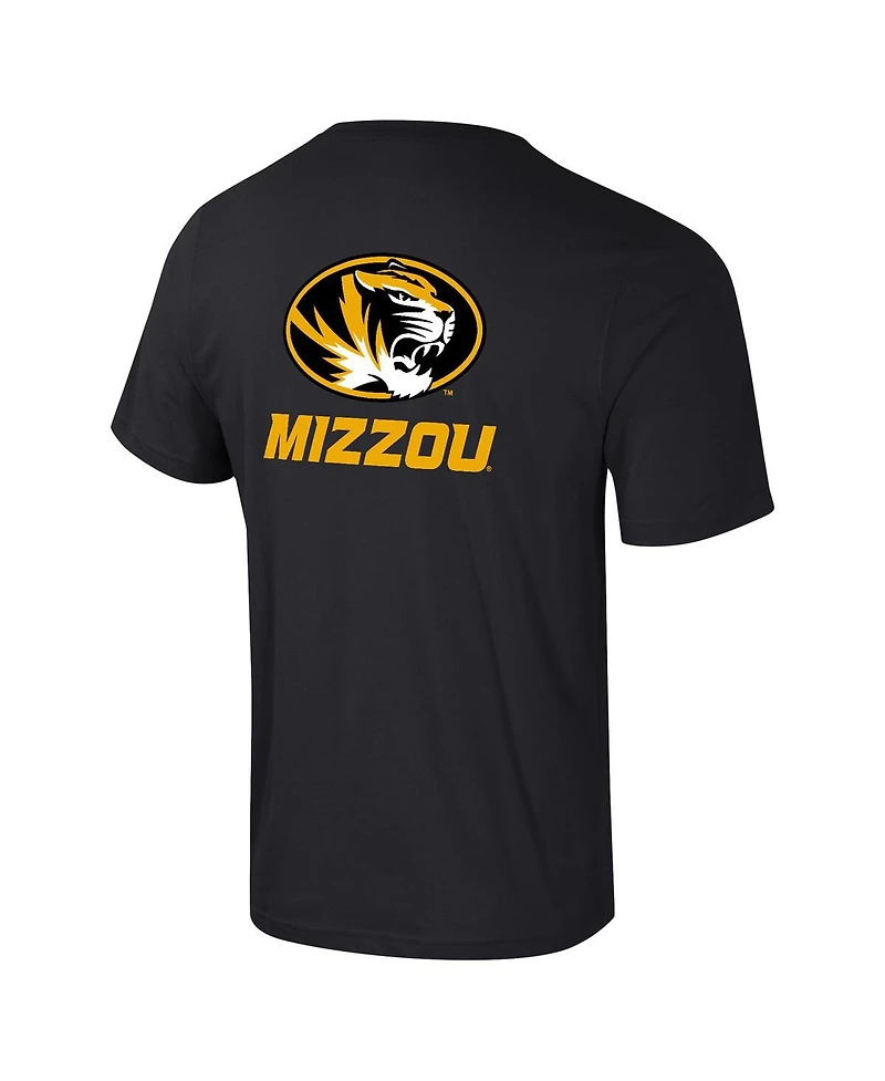 Colosseum Men's Black Missouri Tigers Logo Lockup 2-Hit Active Blend T-Shirt
