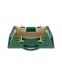 Gold Plated Hardware Crocodile Embossed Leather Handbag