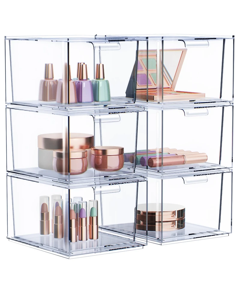 Sorbus Pack Clear Stackable Acrylic Drawer Makeup Organizers - for Vanity, Bathroom, Under Sink, Cabinets, Jewelry