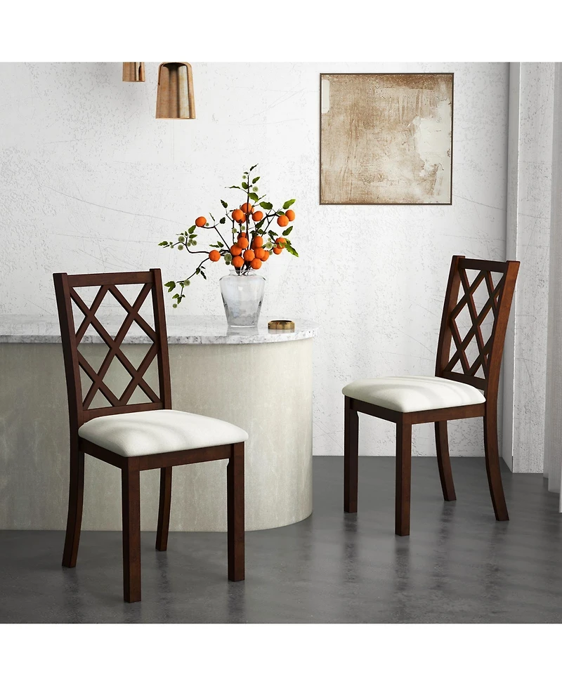 Givimo Dining Chair Set of 2 Wood Kitchen Chairs with Upholstered Seat Cushion and Rubber Wood Legs