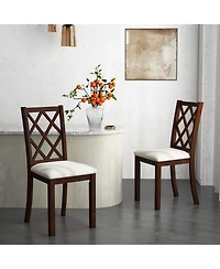 Givimo Dining Chair Set of 2 Wood Kitchen Chairs with Upholstered Seat Cushion and Rubber Wood Legs