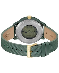 Lacoste L.12.12 Automatique Men's Green Leather Strap Watch 44mm
