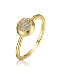 Genevive Sterling Silver 14k Gold Plated Cubic Zirconia Pave Bezel Ring