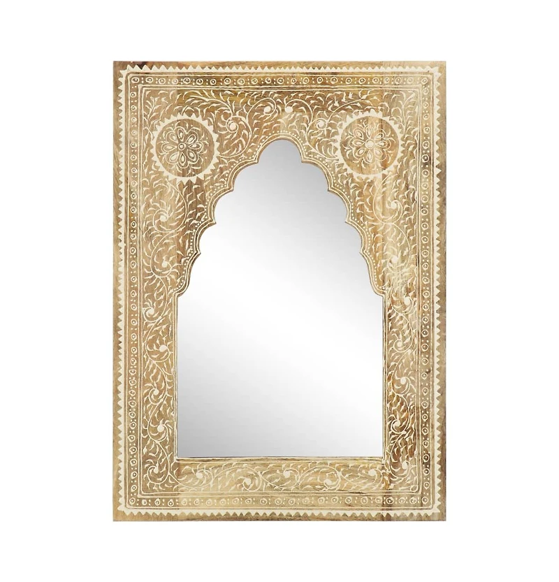 vidaXL Hand Painted Mirror 15.7"x21.7" Solid Mango Wood