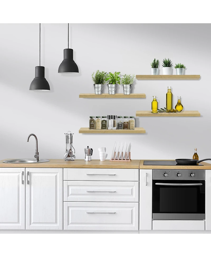 Sorbus 24 x 9 Inch 4 Pack Wall Mounted Floating Wood Shelves - for Bedroom, Kitchen, Living Room, Bathroom (Maple)