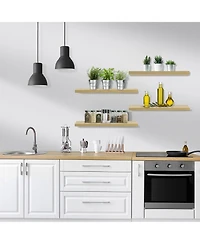 Sorbus 24 x 9 Inch 4 Pack Wall Mounted Floating Wood Shelves - for Bedroom, Kitchen, Living Room, Bathroom (Maple)