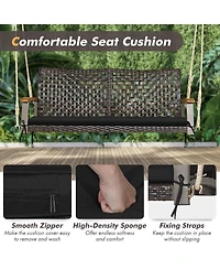 Sugift 2-Person Rattan Hanging Porch Swing Chair