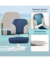 Skonyon 2 Pieces Low Back Boat Seat Set with Sponge Padding and Aluminum Hinges
