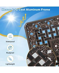 Givimo Cast Aluminum Outdoor Side Table with Storage Shelf for Garden Porch Balcony