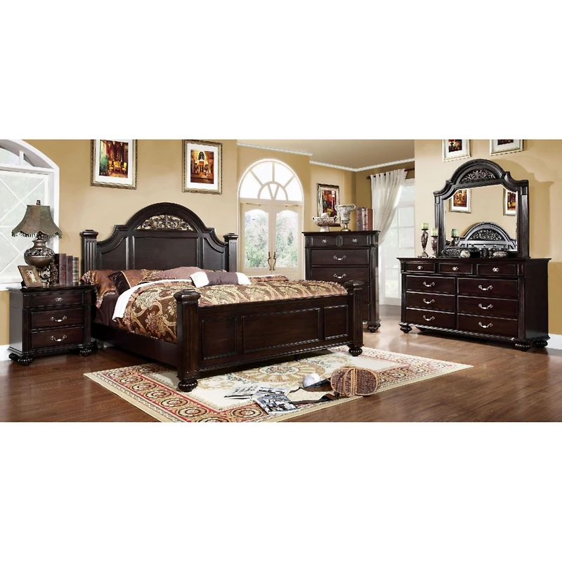 1 Piece Nightstand Only Traditional Dark Walnut Solid Wood 3-Drawers Ball Bearing Metal Glides