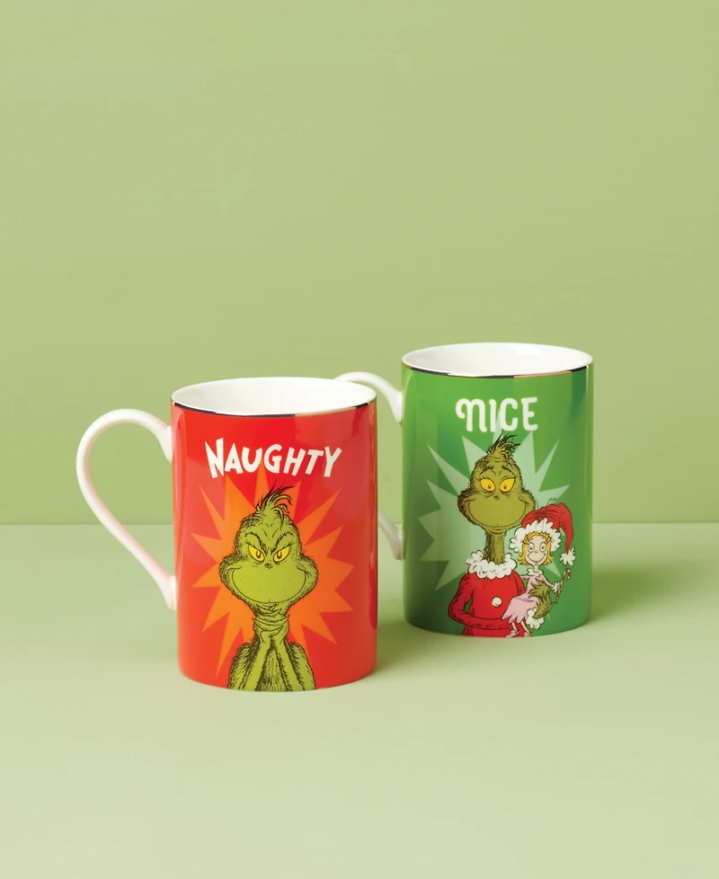 Lenox Grinchmas Naughty & Nice Mugs, Set of 2