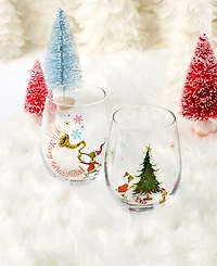 Lenox Grinchmas Stemless Wine Glasses, Set of 4